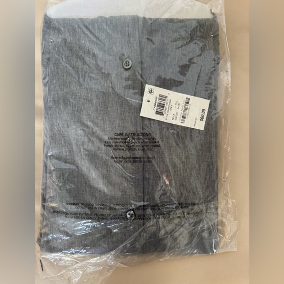 Alfani Grey Slim Fit XL 4 Way Stretch Long Sleeve Men’s Dress Shirt - Picture 4 of 5